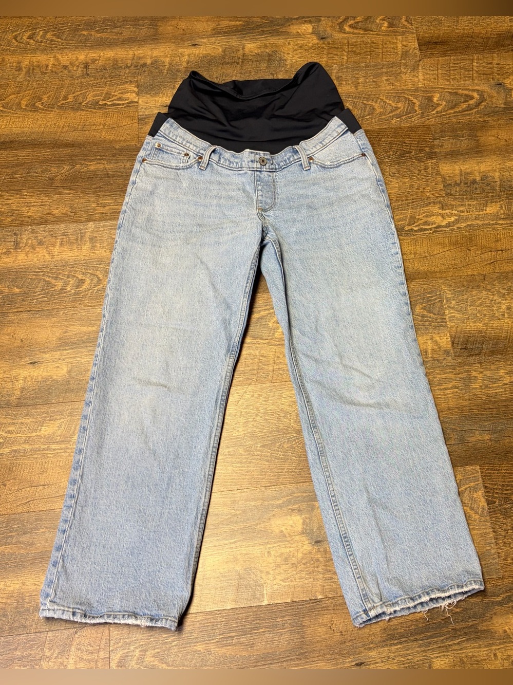 Abercrombie & Fitch “the baggy” Maternity Jeans Light Wash Straight Leg 27/4S - Picture 2 of 9